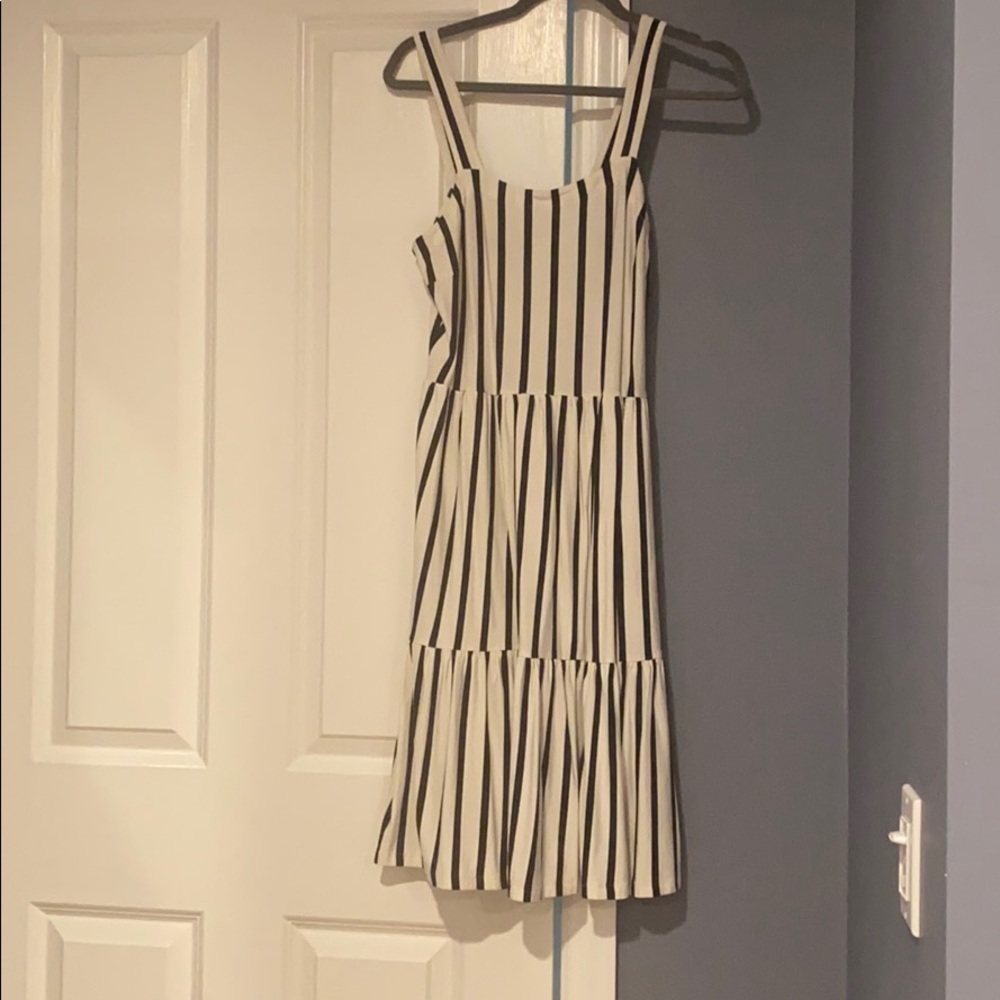 Black and white striped cotton dress